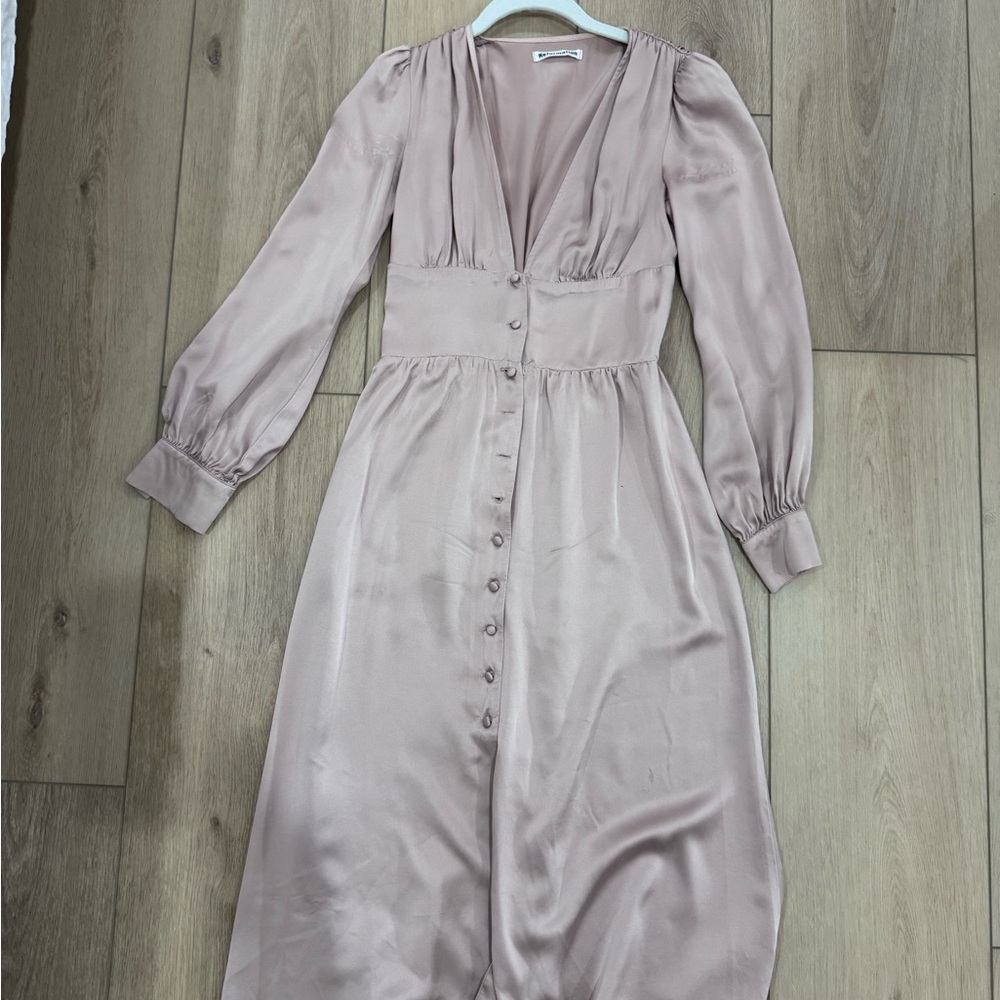 Reformation Pink Satin Midi Dress - Picture 11 of 14